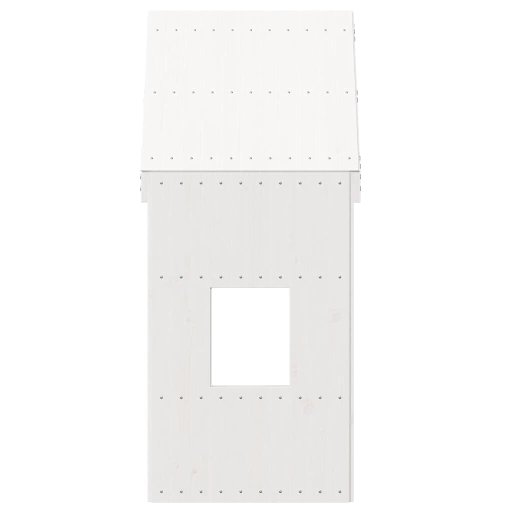 Dach do łóżeczka dziecięcego, biały, z litego drewna sosnowego, 60 x 99 x 139,5 cm, z otwartą stroną, do pokoju dziecięcego, na plac zabaw, stabilny montaż, zajmuje mało miejsca i jest trwały