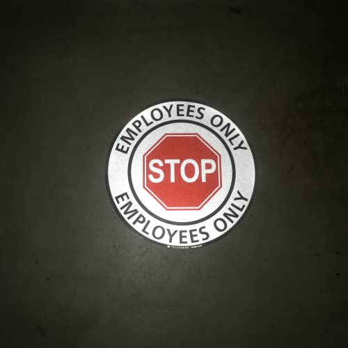Tradesafe Stop - Employees Only Anti-Slip Floor Sticker - Employees Only Beyond This Point Floor Sign, Peel And Stick Adhesive Vinyl Sign, Ansi-Compliant, 17” Diameter Round Sticker #TOP3
