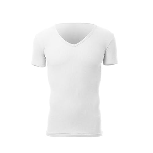 Cottonil V Neck Breathable Cotton Undershirts - White (White, XL)