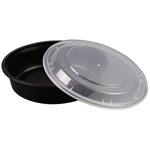 Microwavable To-Go Container With Clear Plastic Lid – Bpa Free Pp Round Take Out Food Container – Catering And Takeout - 48 Oz. Black - 9" Round – Black – Plastic-Disposable - 50 Pack-Restaurantware #TOP1