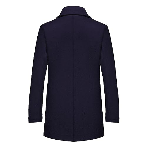 Image of INVACHI Mens Wool Blend Coat Winter Trench Coat with Detachable Soft Scarf Single Breasted Overcoat