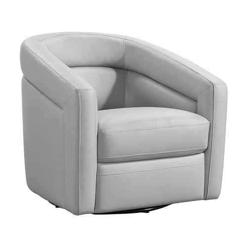 Sillón Giratorio Tela y Cuero Gris miniatura 1