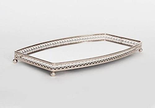 AQ Organizational Mirrored Home Storage Tray for Vanity, Dresser, Bathroom, Entryway, or Kitchen Counter, Beauty Products, Makeup, Perfume, Toiletries, Nail Polish, Jewelry, Guest Towels, etc.