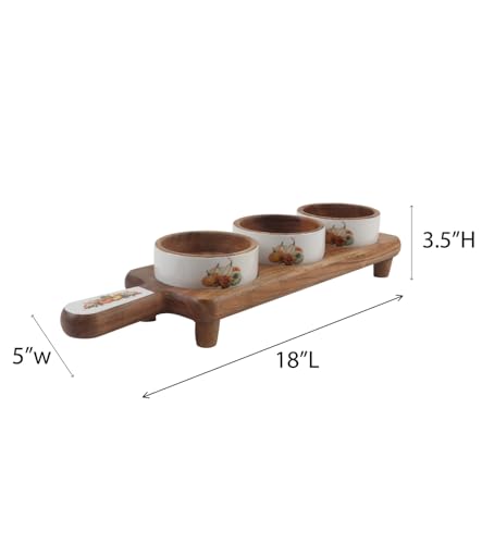 Image of Dip Trip Acacia Wood Chip & with Enamel - Exquisite Handcrafted Serving Dish, Perfect for Entertaining and Snacks, Beautifully Designed a Durable Finish, Ideal Enhancing Your Dining