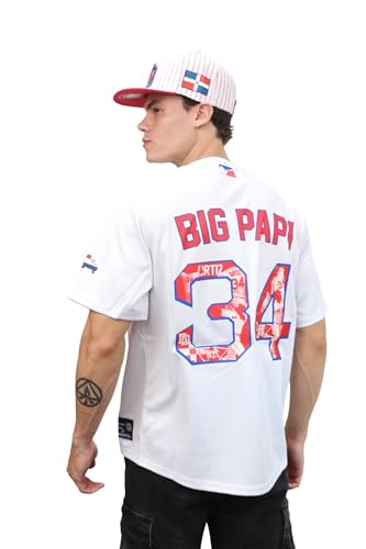 Big Papi 34 Camiseta de Béisbol Dominicana para Hombre Blanca con Botones y Manga Corta miniatura 7