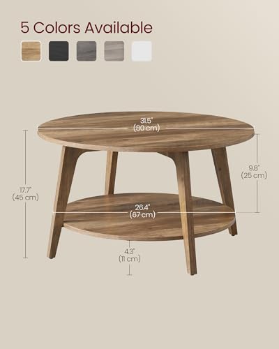 Table Basse Ronde 2 Niveaux Ø80 Marron Miel VASAGLE
