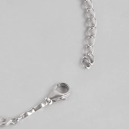 925 Silver CZ Rhodium Heart Bracelet Hallmark