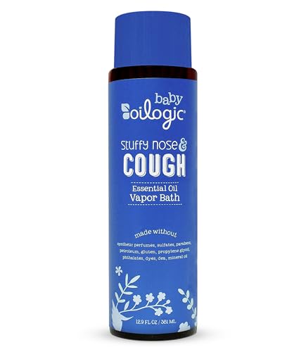 Oilogic Stuffy Nose & Cough Essential Oil Vapor Bath for Babies & Toddlers - Gentle Baby Bath Essentials – Pediatrician-Tested & Safe for Babies, 12.9 Fl Oz