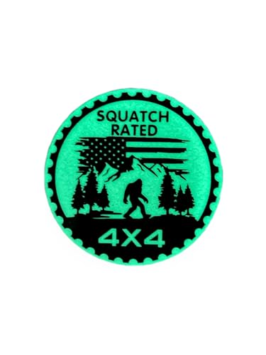 Image of Katartizo 4 x 4 Luminous Badge Rated Car Emblem, Stainless Steel Universal Fit Jeep Wrangler, Truck Compatible 3D Metal Car Badges Round Emblem Decals Black