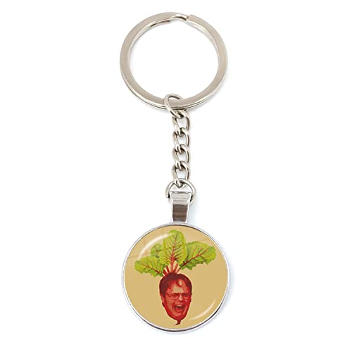 Clásico The Office Collection Llavero chapado en plata hecho a mano arte foto vidrio cúpula metal llavero joyería, blanco, L