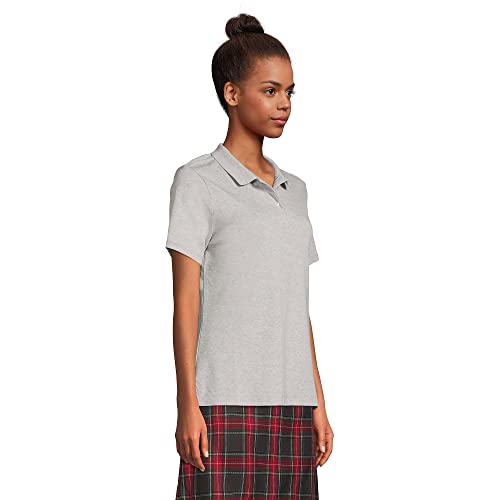 Lands' End School Uniform Women's Short Sleeve Feminine Fit Interlock Polo Shirt Medium Gray Heather #TOP2