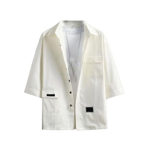Chemise homme manches trois-quarts coupe ample fine style coréen décontracté