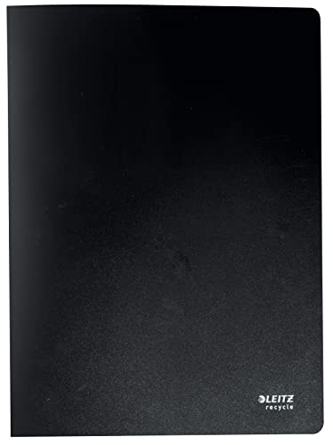 Leitz Portalistino, Formato A4, 20 Tasche Fisse In Plastica, Capacità 40 Fogli, 100% Riciclabile, Ecologico, Gamma Recycle, Nero, 46760095