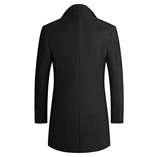 Image of Lu's Chic Men's Single Breasted Trench Coat Button Down Overcoat Warm Dress Pea Coats