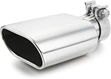 A-KARCK Square Exhaust Tip 3' Inlet, Coating Rectangle Exhaust Tailpipe Tip 3' x 5.5' Outlet 9.5' Long, Clamp on Design（silver）
