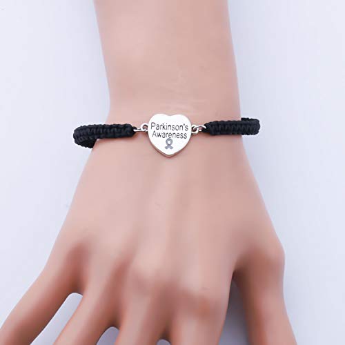 CENWA Parkinson's Awareness Grey Ribbon Adjustable Bracelet Parkinsons Awareness Gift Gray Awareness Parkinsons Survivor Jewelry (Parkinson BR) by CENWA - Image 4