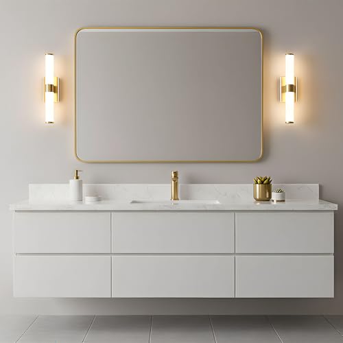 Image of 20 Inch LED Vanity Light Bar with Motion Sensor, Dual LED Source | 4 Lighting Modes (incl. Night Light) | 3000K Warm White, Dimmable, CRI 90+, 1040LM, ETL Listed (Brushed Gold)