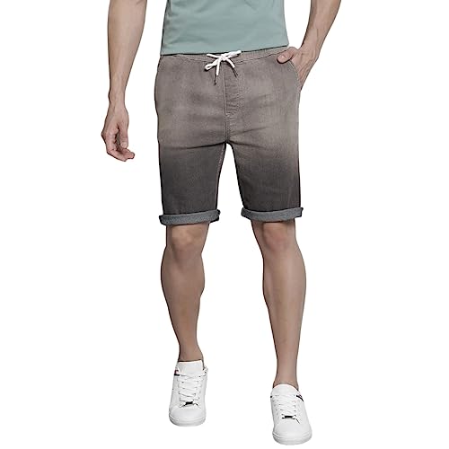 Image of The Indian Garage Co Men Regular Fit Solid Mid-Rise Denim Shorts