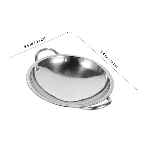 Wok de acero inoxidable con doble asa 23x22x5 cm miniatura 4
