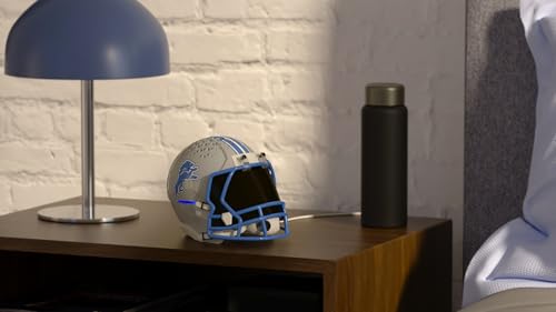 Image of NFL Echo Dot Bundle: Includes Echo Dot | Glacier White and Limited-Edition NFL Helmet Stand | Detroit Lions
