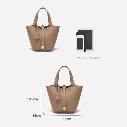 Mini Bucket Tote for Women Lock Design Genuine Leather Handbag with Secure Closure for Essentials On-the-Go4