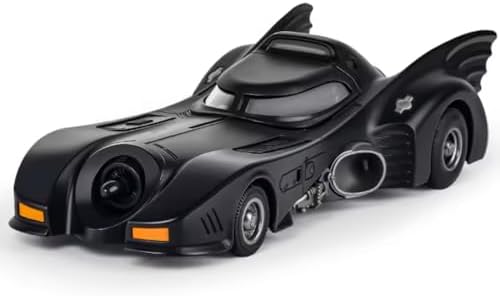 PLUSPOINT Diecast Black Bat Car 1/24 Scale Model, Pull Back Vehicles Alloy Simulation Supercar with Lights and Sound and Smoke Also for Vehicle Dashboard,Kids,Adult (Black Car)