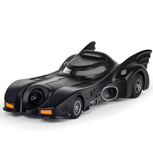 Image of PLUSPOINT Diecast Black Bat Car 1 /24 Scale Model, Pull Back Vehicles Alloy Simulation Supercar with Lights and Sound and Smoke Also for Vehicle Dashboard,Kids,Adult (Black Car)