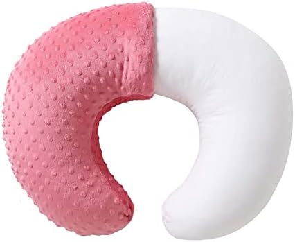 QUENESS Nursing Pillow and Positioner, Breastfeeding, Bottle Feeding, Baby Sitting Support with Removable Ultra Soft Cover, Tummy Time Support for Baby Boys and Girls (StrawberryRed)