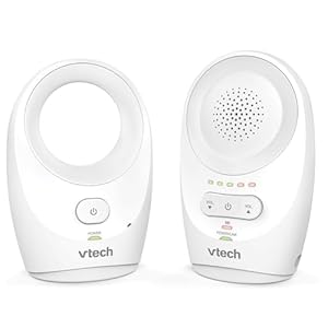 VTech BM1120 Baby-Audioüberwachungsgerät, klare Tonübertragung und Sicherheit, Lange Reichweite, 5-stufige LED-Lautstärkeanzeige, Gürtelclip, wiederaufladbare Batterien