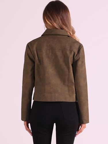 Allegra K Faux Leather Jackets for Women's Zip Up Vintage Distressed 2024 Fall Short PU Moto Biker Jacket3