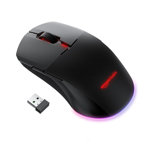 Image of amazon basics - Pro Series - Dual Connectivity Rechargeable Gaming Mouse (Bluetooth /Wireless) with 8 Programmable Buttons, 16000 DPI Optical Sensor