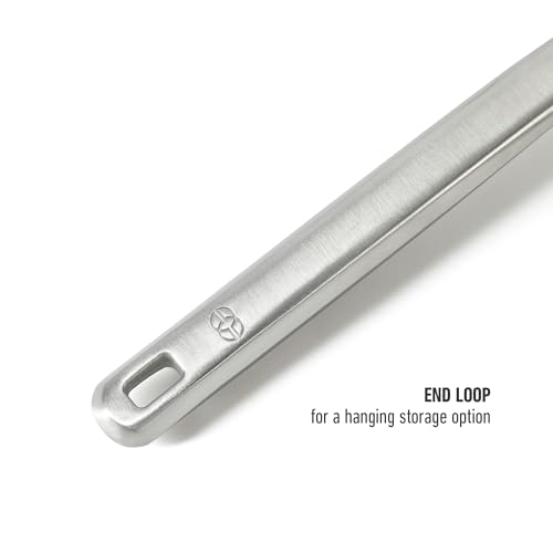 Image of Calphalon Prime Slotted Spoon Skimmer, Stainless Steel Straining Spoon, Heavy-Gauge Heat-Resistant Kitchen Spoon for Draining, Cooking & Serving, Weighted Handle for Control