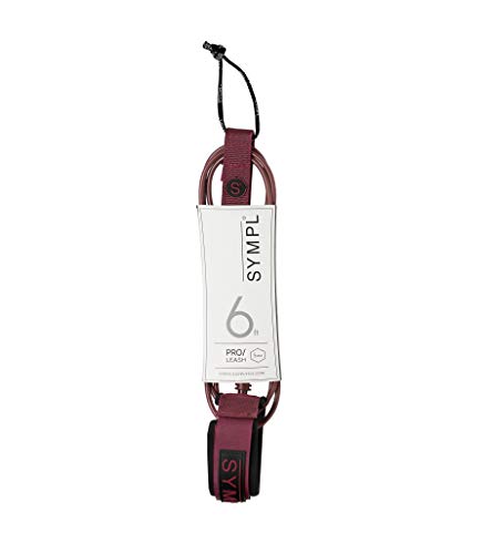 SYMPL Premium Surf Leash - Tonal Series Matte Cords - (Size 6ft. - 9ft.) - [Maroon] (6, Pro) - Thumbnail 2