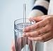 STRATA CUPS 12 Clear Skinny Tumblers with Lids and Straws | 16oz Reusable Cup Double-Wall Clear Tumbler with Lid and Straw, Durable Acrylic Tumblers With FREE Straw Cleaner & Name Tags