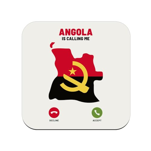 sous Verre en Bois - Angola is Calling Me Flag Culture - 1 unité (95 x 95 mm)