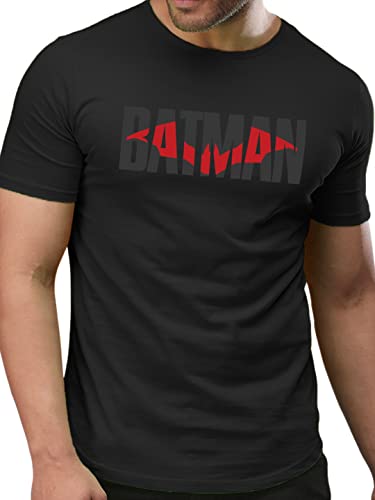 Image of The Souled Store Men's Official Dc: Batman Logo Printed Supima Drop Cut Standard Fit T-Shirts