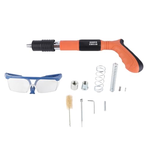 Juego de mini pistola de uñas manual con caja de almacenamiento, portátil de 3 velocidades ajustable, máquina de disparo manual de clavos, diseño desmontable, instalación en pared, herramienta de