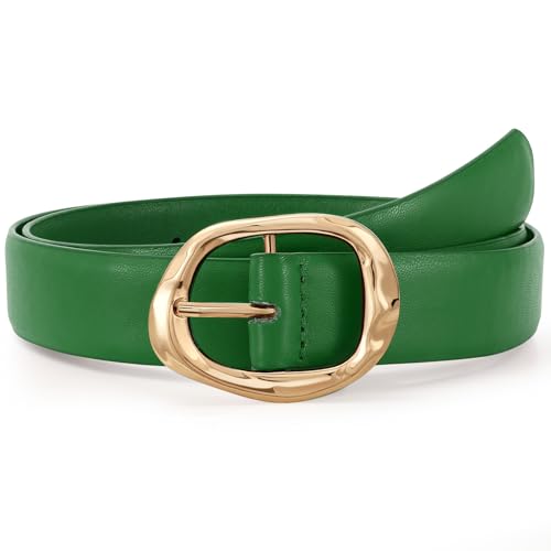 Women Leather Belt for Jeans Pants Ladies Casual Waist Belt Fashion Women Belt with Gold Buckle