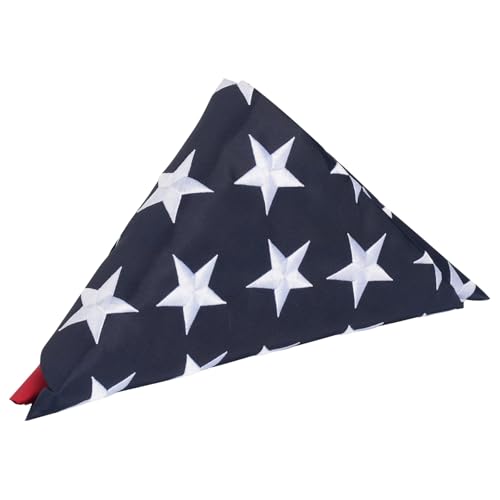 Bradford Cotton Folded American Flag 3x5 ft Embroidered USA Memorial Flags for Veteran Military Graves Cloth Honoring Memorial Size Flag for Dispay Case