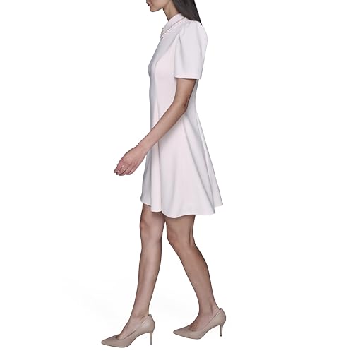 Image of Karl Lagerfeld Women's Short Puff Sleeve Embellished Collar A-line Mini Dress