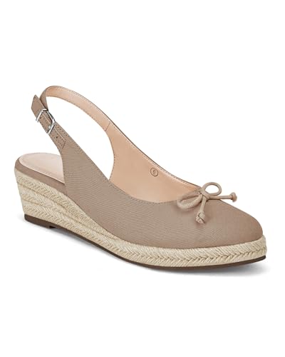 Image of Womens Closed Toe Espadrilles Wedges Shoes Platform Slingback Mid Low Heel Canvas Bow Dress Sandals