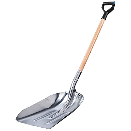 KADAX Schneeschaufel mit langem Holzstiel