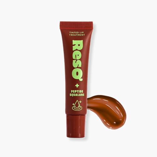 OZ Lab ResQ Peptide Lip Treatment Dulce Tinted Lip Balm with Peptides and Squalane Nourishing Lip Care for Cracked Lips Chocolate Almond Flavor 0.46 OZ /13G，Pack of 1