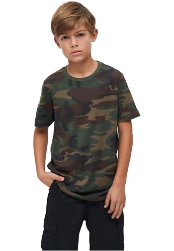 Brandit T-shirt para crianças, cor: woodland, tamanho: 146/152