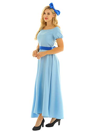iiniim Vestido Wendy Mujer Vestido de Princesa Largo Azul Manga Corta Traje...