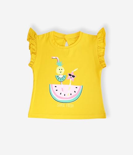 Image of YUV Infant Baby Girl's 100% Cotton Printed Multicolor Regular Fir T-Shirts (Pack of 3) - 0 to 24 Months