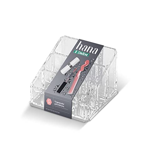 Ordene - Organizador para Batons com 9 Divisórias, Cor Transparente, Linha Hana