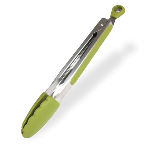 Fackelmann Pinza multiuso da cucina, con punte in silicone antistatico, pinza per preparare e servire, resistente al calore, dimensioni 28 cm, Linea Oliva