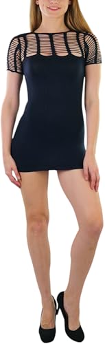 Image of ToBeInStyle Women's Stretch See Through Fishnet Novelty Mini Rave Party Dress