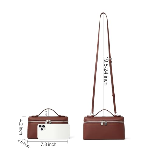Image of DORIS&JACKY Small Leather Crossbody Bag for Women Designer Mini Top Handle Clutch Phone Bag with Adjustable Shoulder Strap